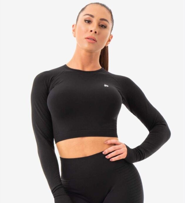 Geo Seamless Long Sleeve Crop Top